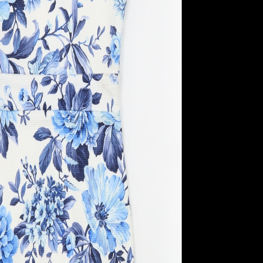 Voulez-Vous Womens White Floral Jersey Sheath Size 8