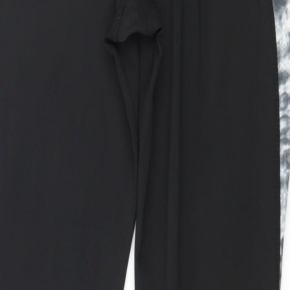 WORKOUT Womens Black Striped Pedal Pusher Leggings Size 10 L28 in