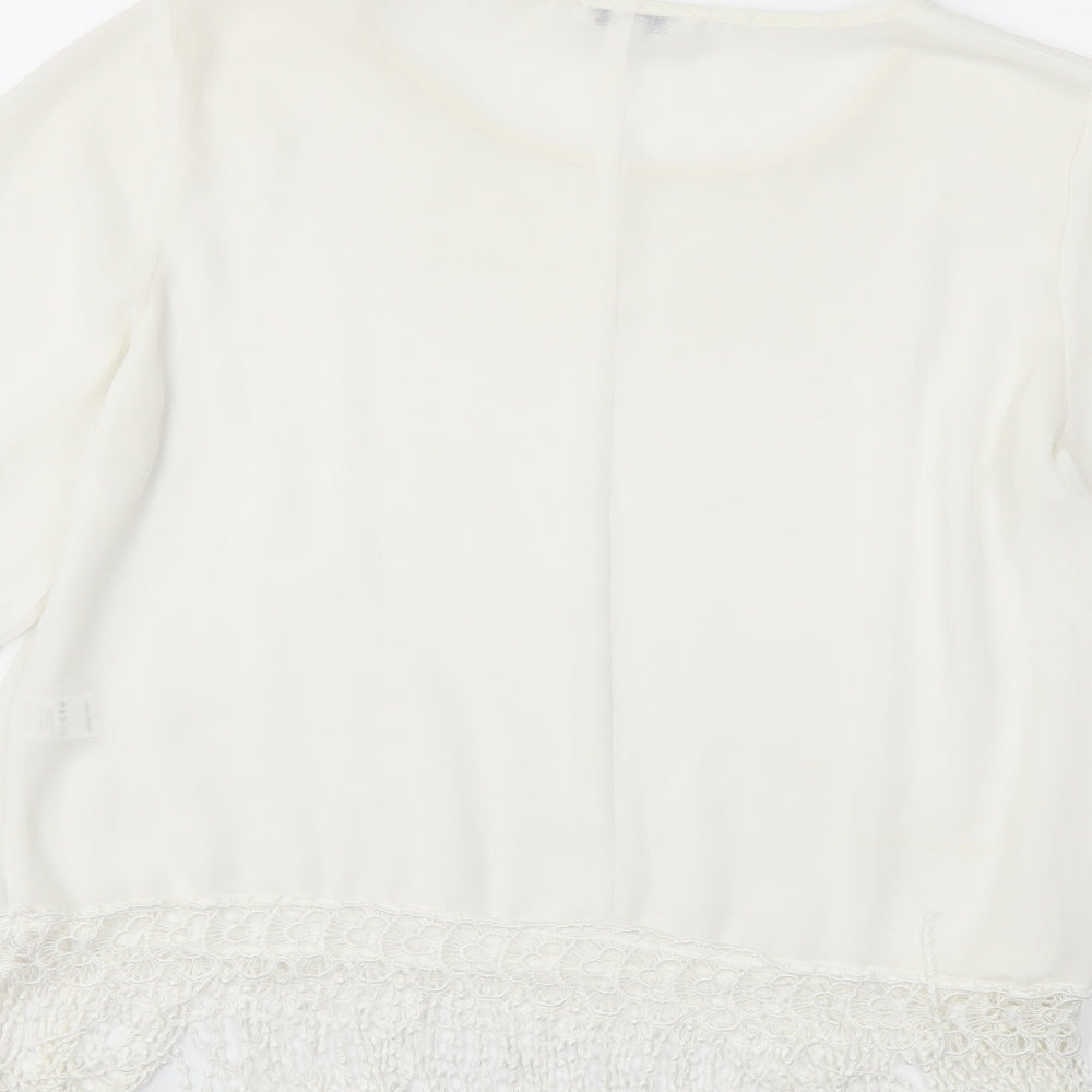 Glamorous Womens White Basic Blouse Size 12
