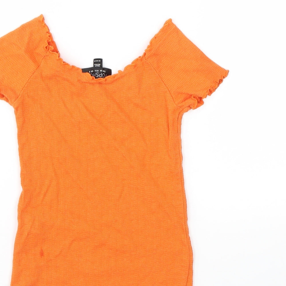 Topshop Womens Orange Basic T-Shirt Size 8