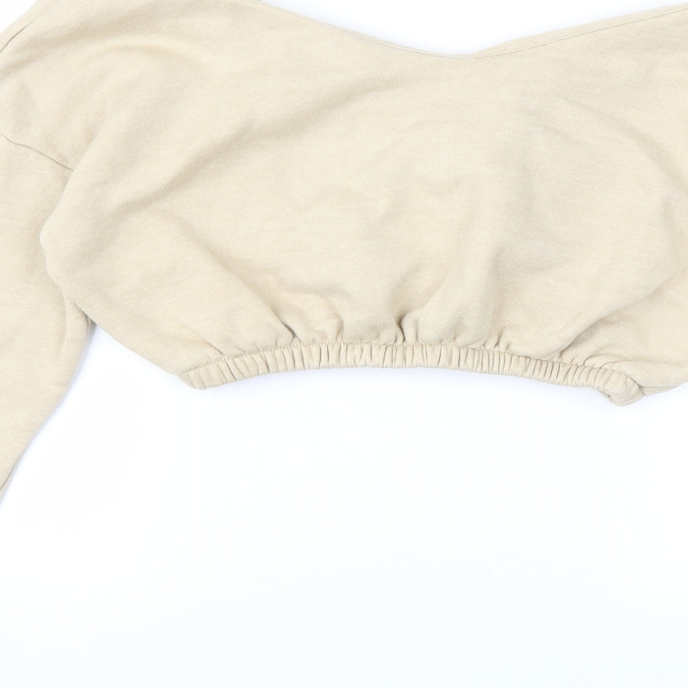 PRETTYLITTLETHING Womens Beige Pullover Sweatshirt Size S