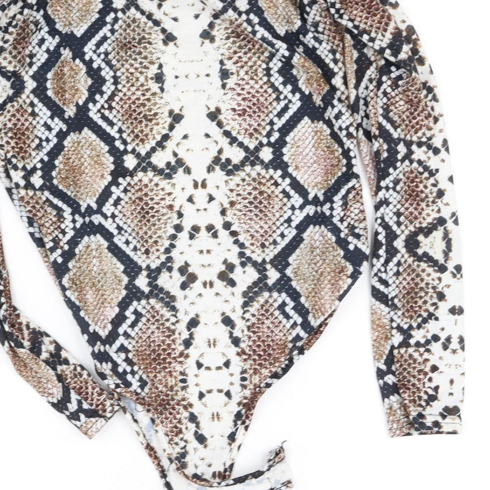 pretty little thing Womens White Animal Print Playsuit One-Piece Size M L10 in