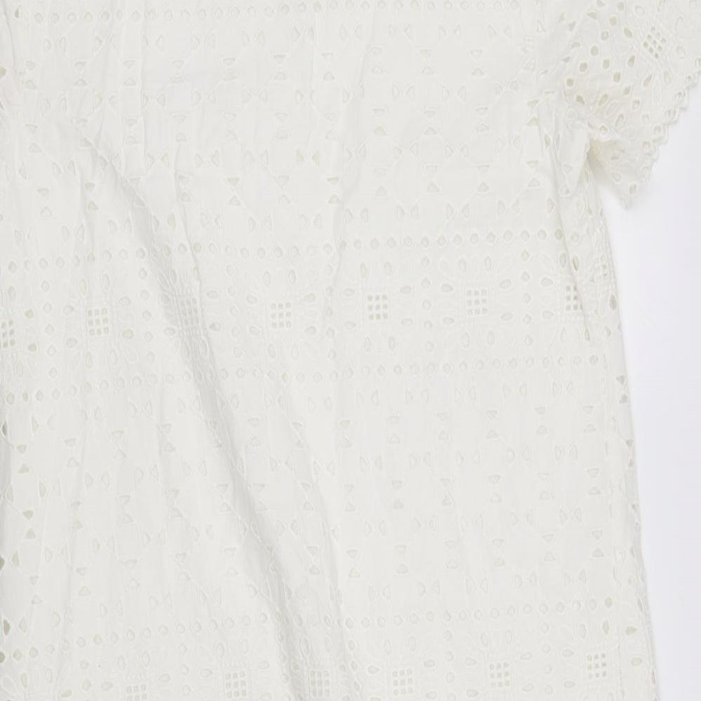 M&Co Womens White Fit & Flare Size 12