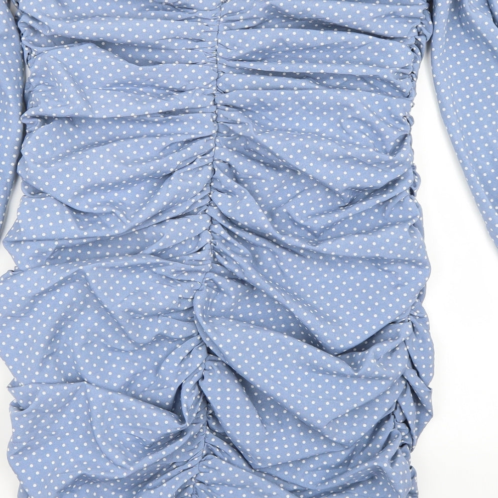Misspap Womens Blue Polka Dot A-Line Size 12