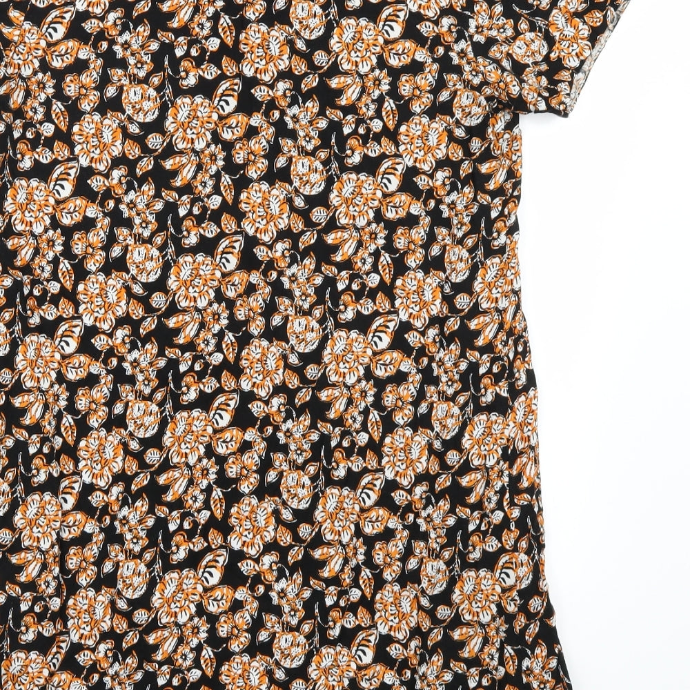 Papaya Womens Black Floral A-Line Size 10