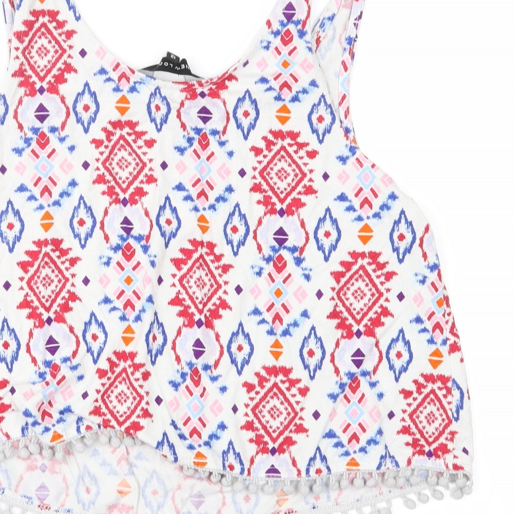 Atmosphere Womens Multicoloured Geometric Jersey Cropped Tank Size 12