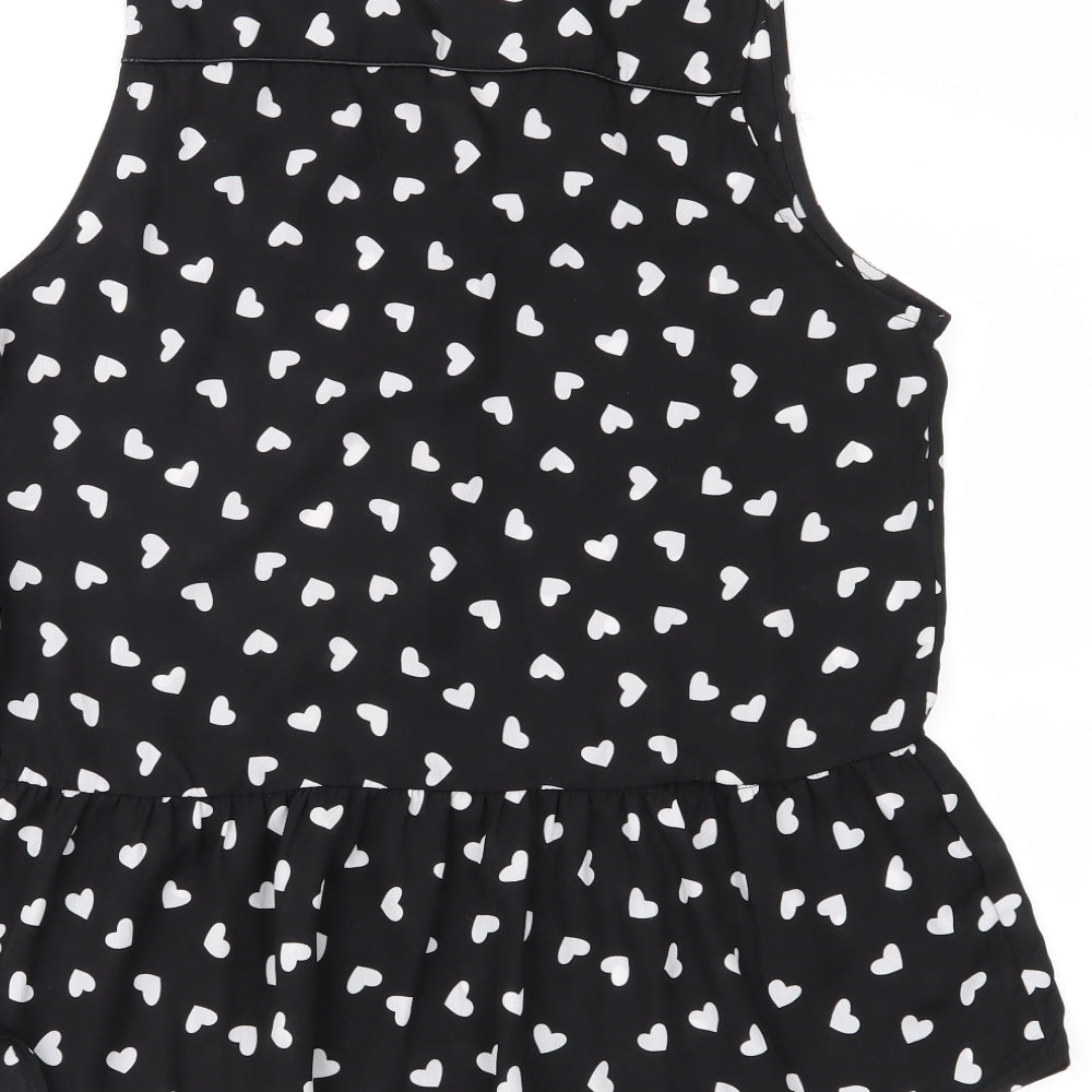 Millenium Womens Black Polka Dot Chiffon Basic Blouse Size M