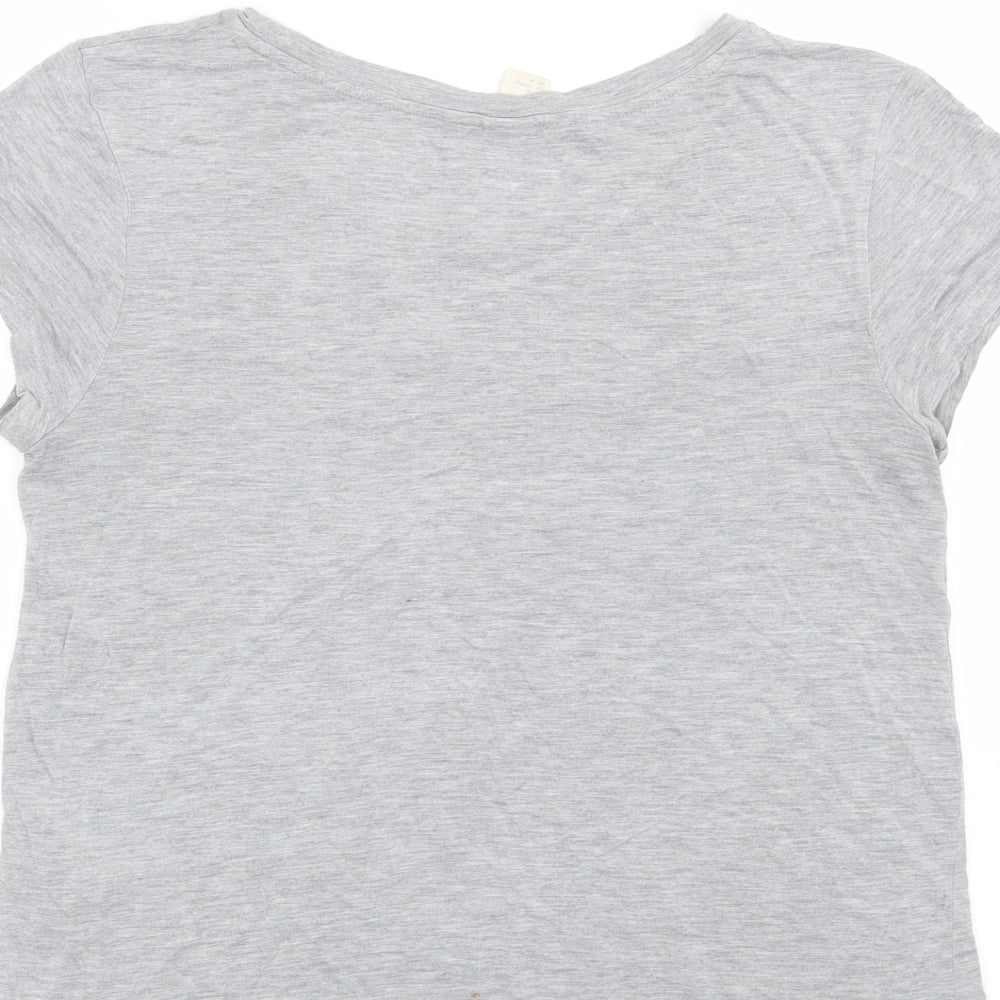 H&M Womens Grey Floral Basic T-Shirt Size M