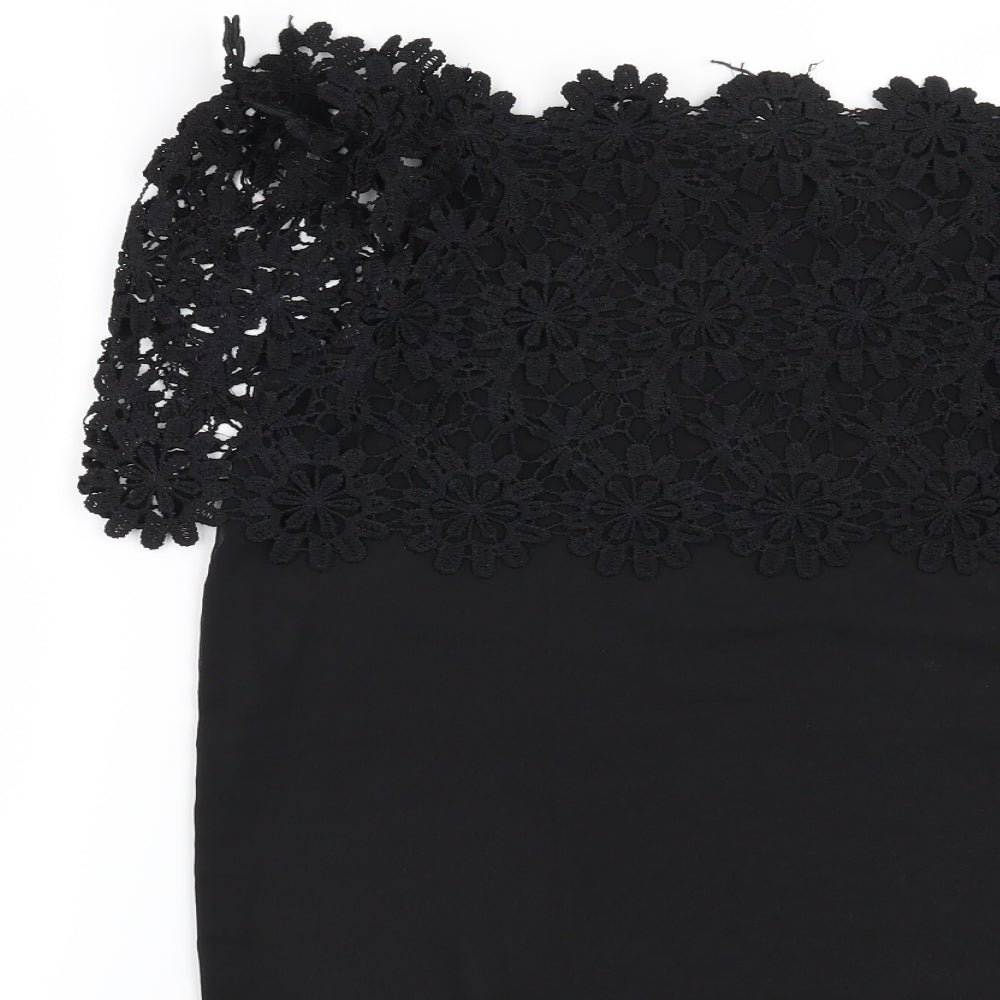Preworn Womens Black Floral Basic Blouse Size L