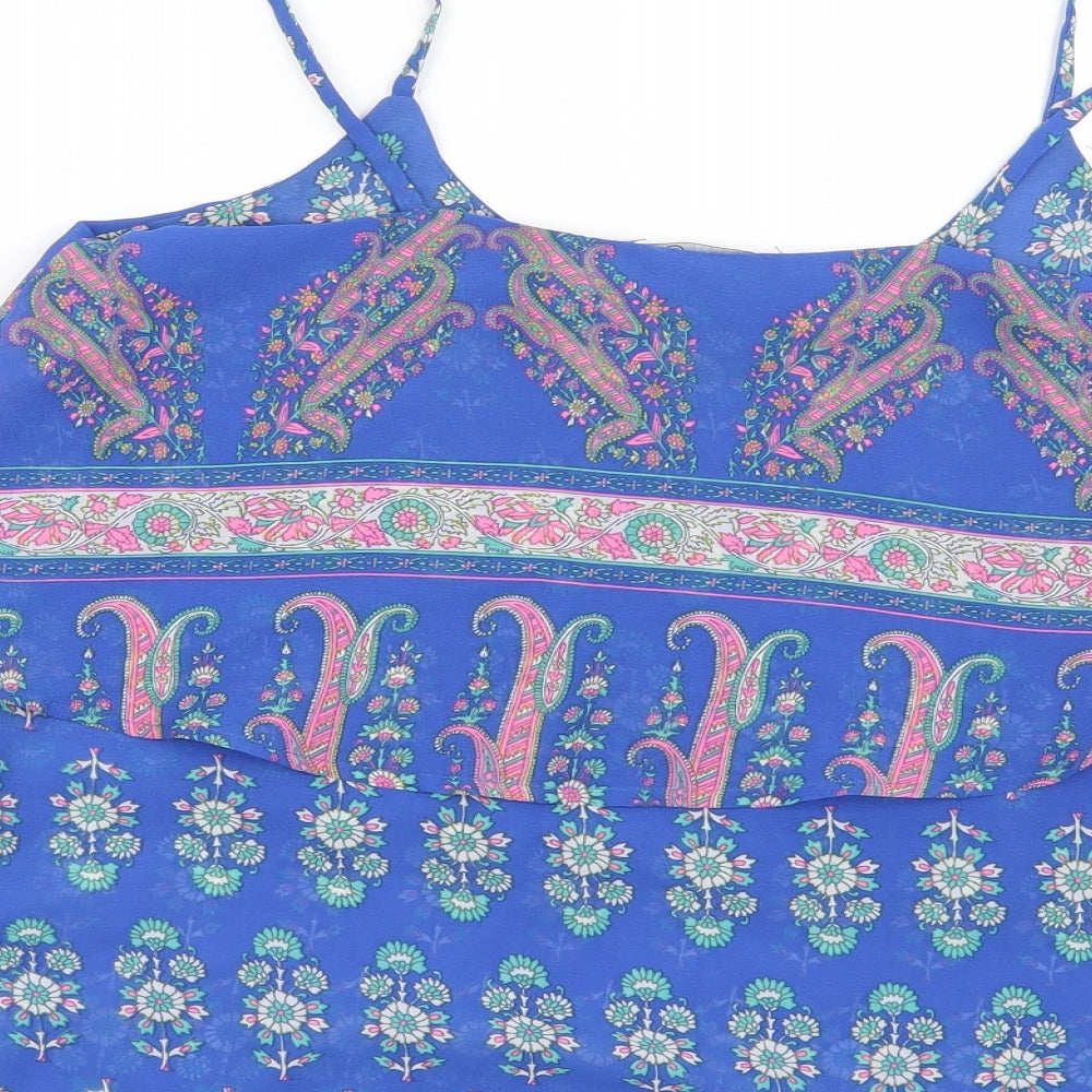 Atmosphere Womens Blue Floral Basic Blouse Size 8
