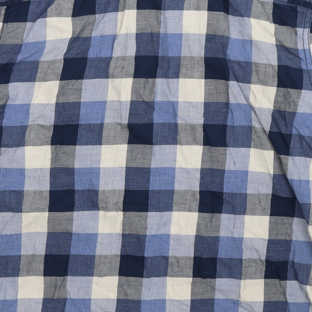 George Mens Blue Check Button-Up Size M
