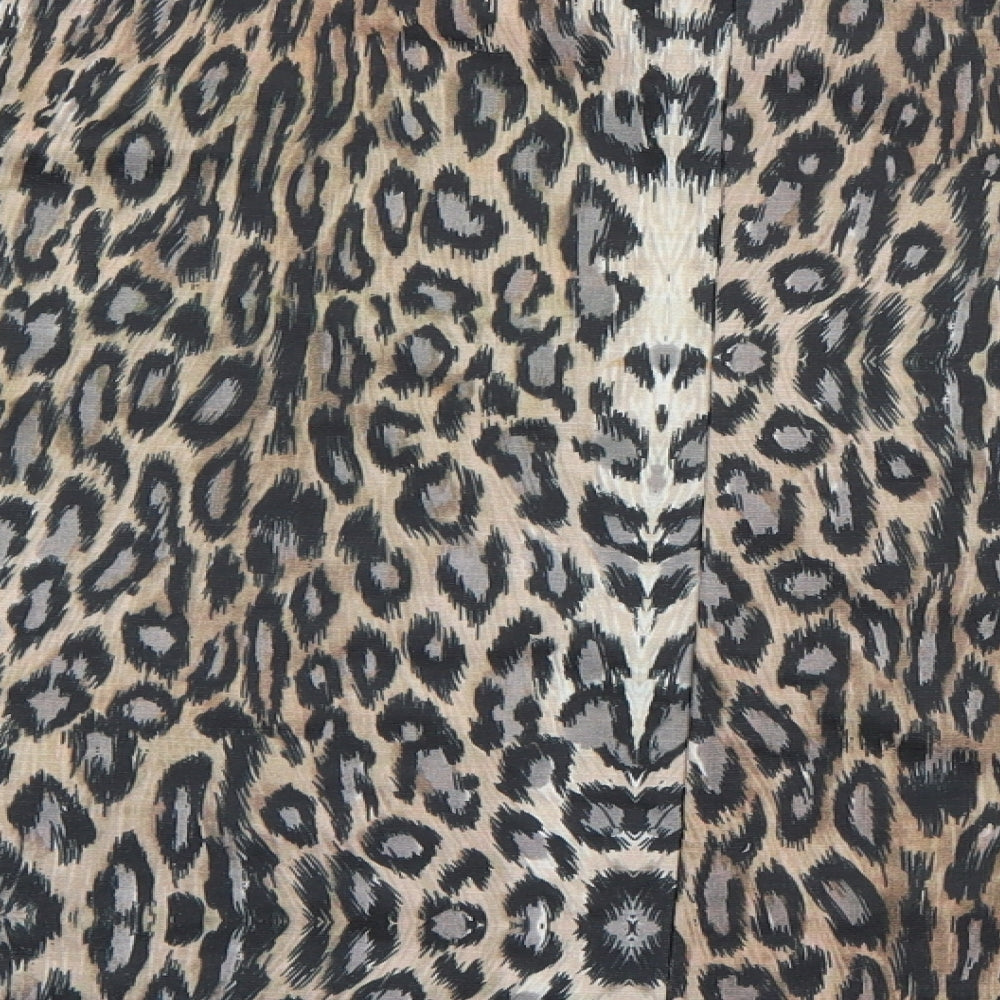 Zara Womens Brown Animal Print Basic Blouse Size M