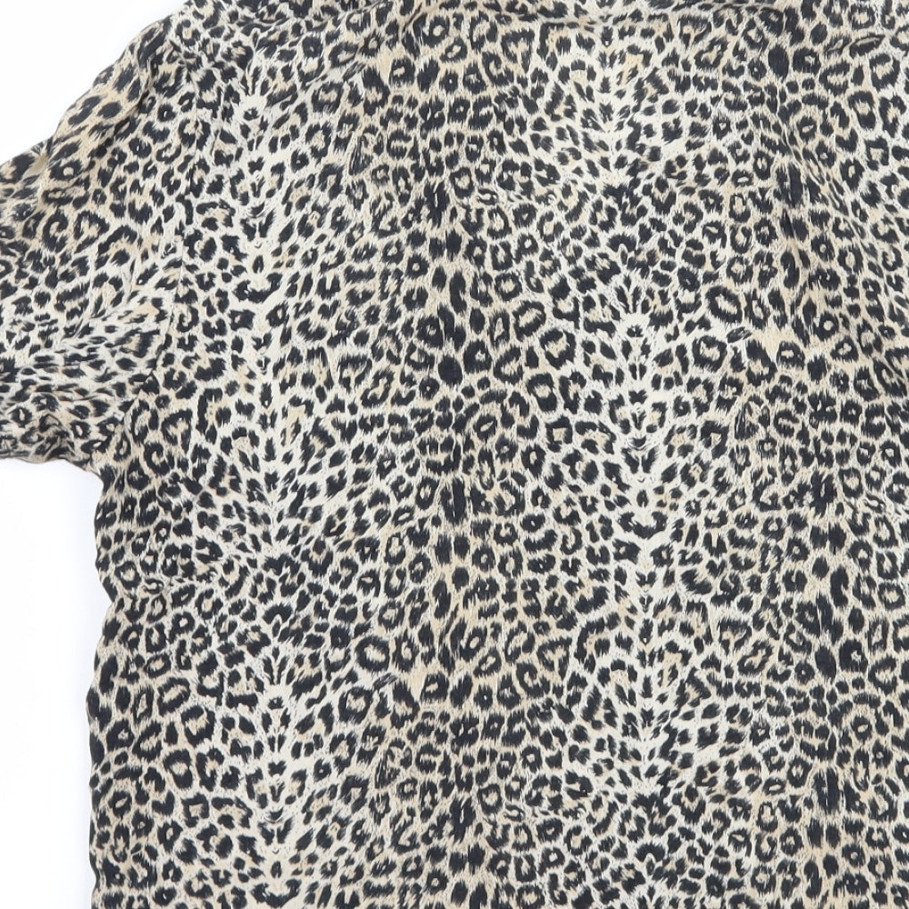 OPUS Womens Brown Animal Print Basic Button-Up Size 10