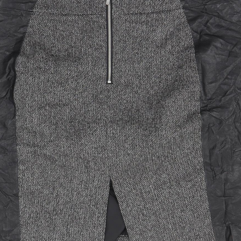 H&M Womens Black Herringbone Straight & Pencil Skirt Size 10