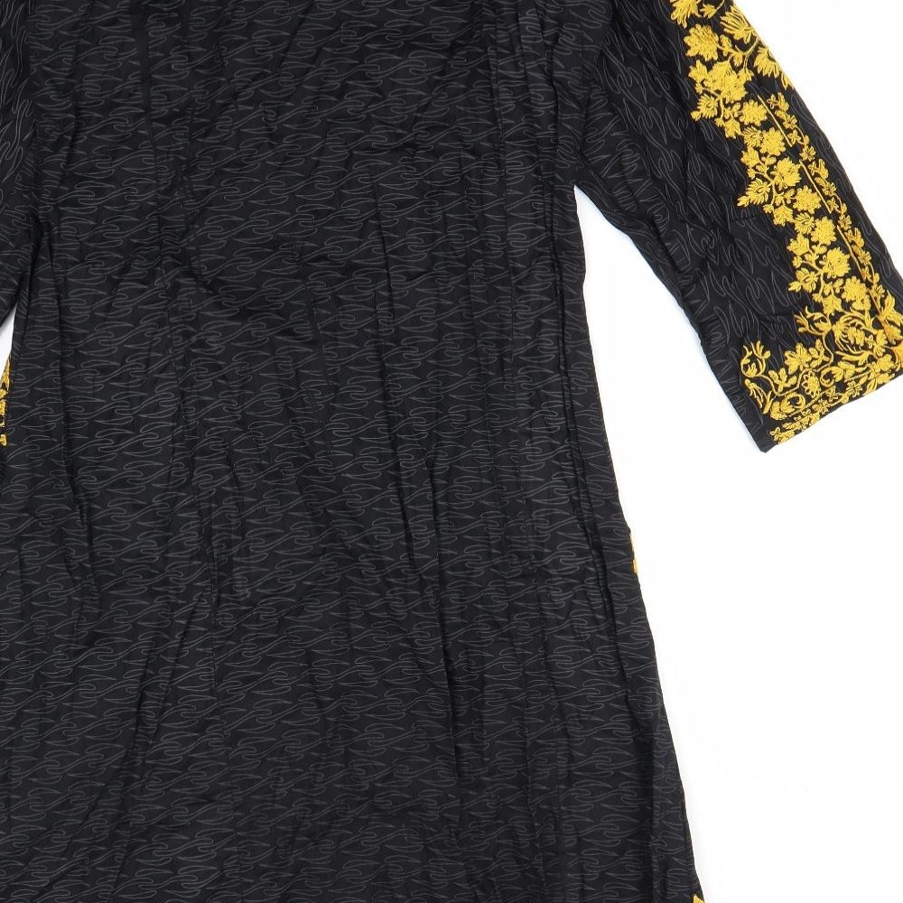 havats Womens Black Floral Trapeze & Swing Size S