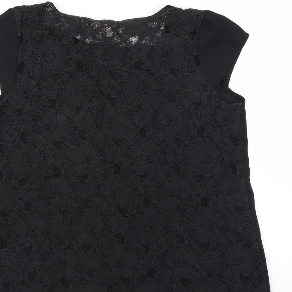 Springfield Womens Black Basic Blouse Size 10 - sheer crochet back