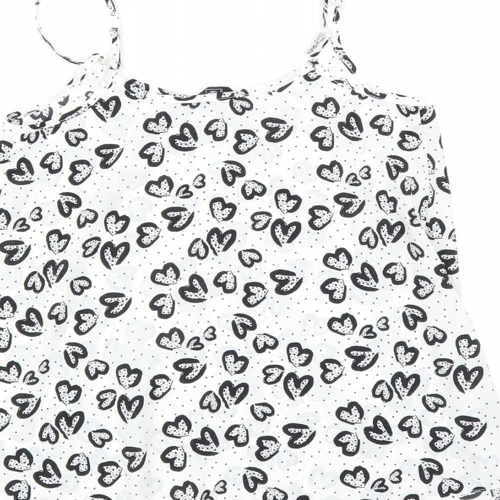 F&F Womens White Camisole T-Shirt Size 6 - heart print