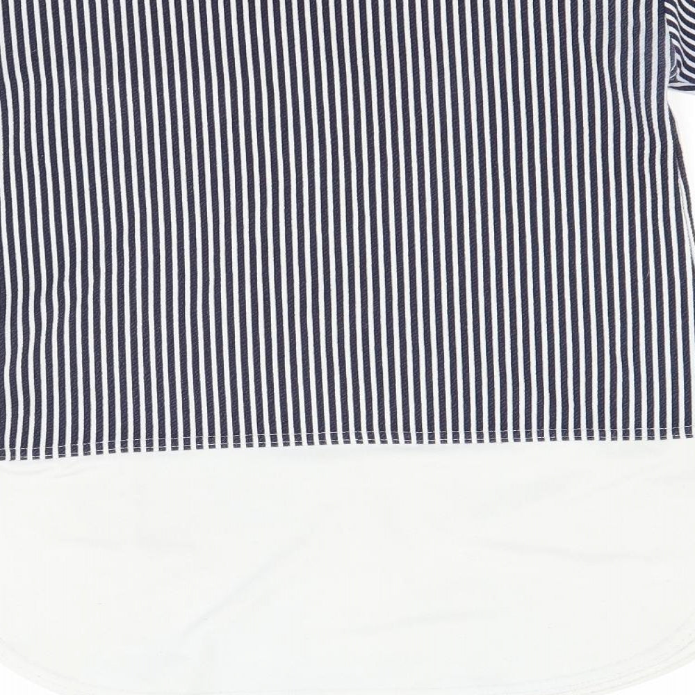 blue vanilla Womens Blue Striped Pullover Sweatshirt Size 8