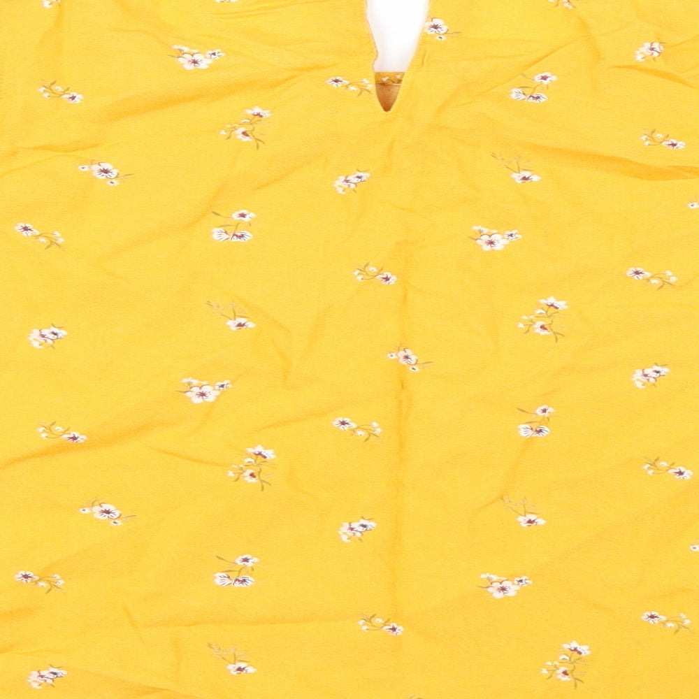 H&M Girls Yellow Floral Tunic Blouse Size 12 Years - cold shoudler
