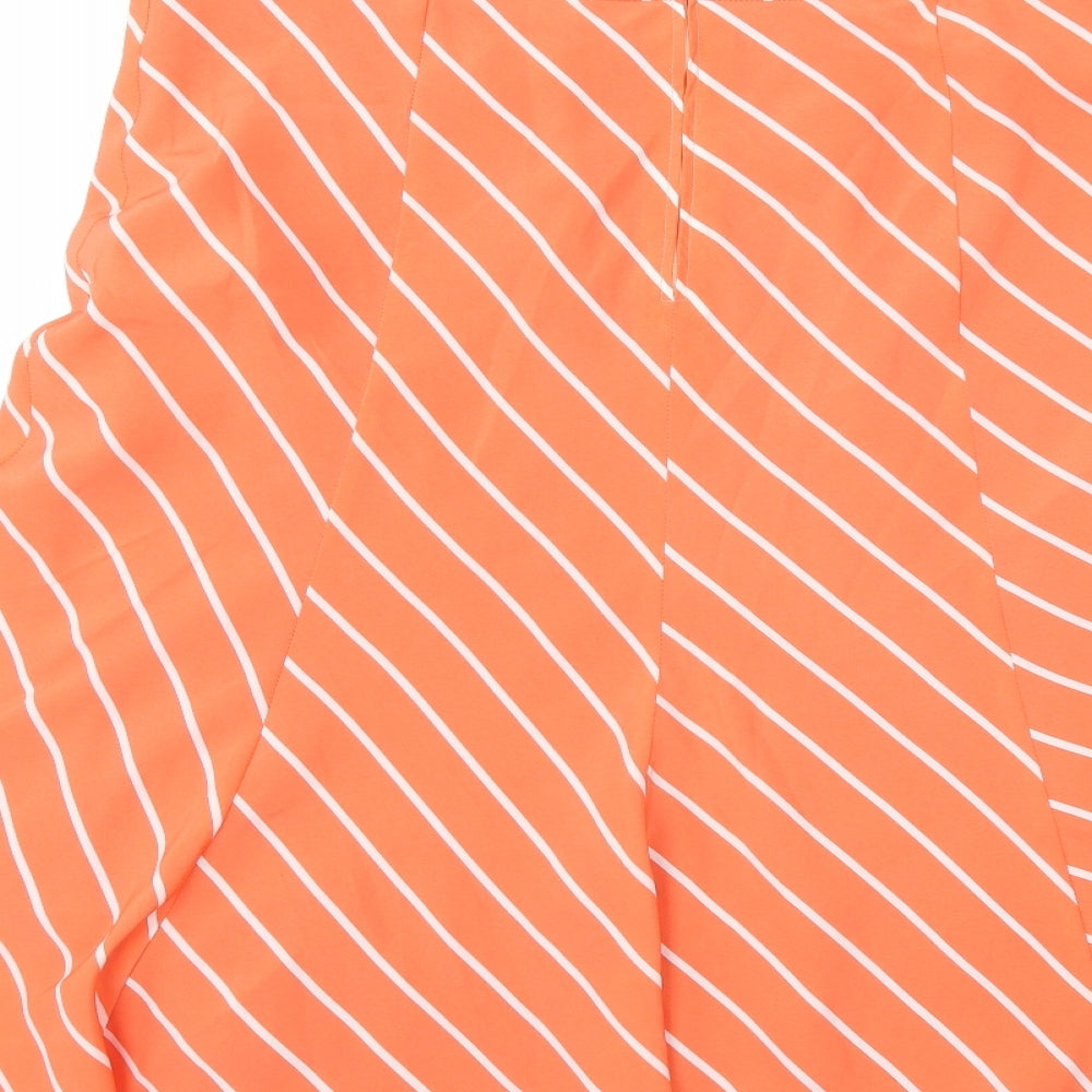 Preworn Womens Orange Striped Flare Skirt Size 36 in