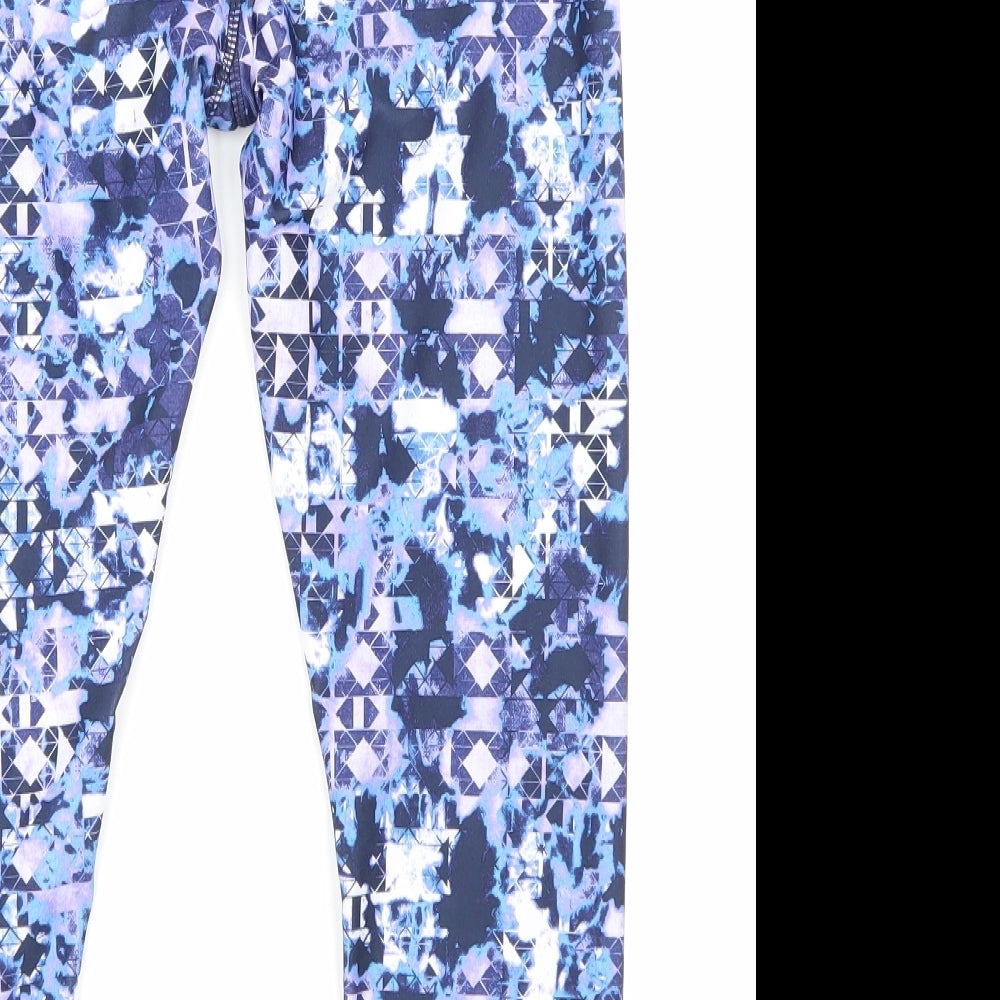 Athletic Clothing Womens Blue Patchwork Sweatpants Leggings Size 8