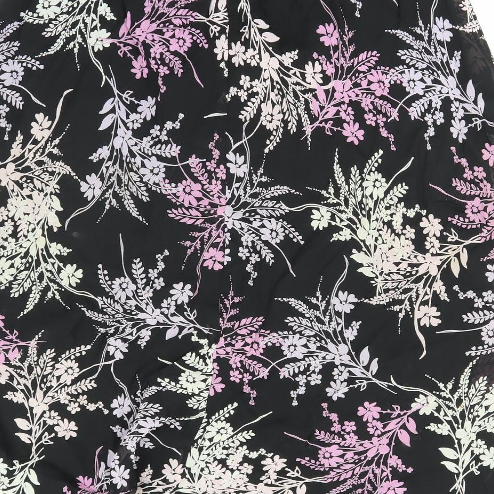 Berkertex Womens Black Floral Skater Skirt Size 14