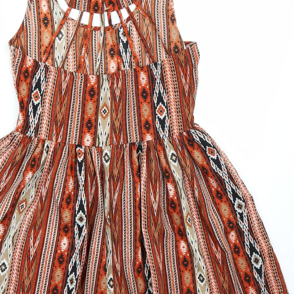 Blue Plate Womens Orange A-Line Size M