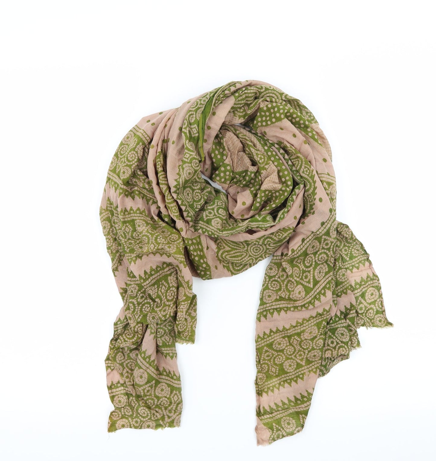 Preworn Womens Brown Geometric Scarf
