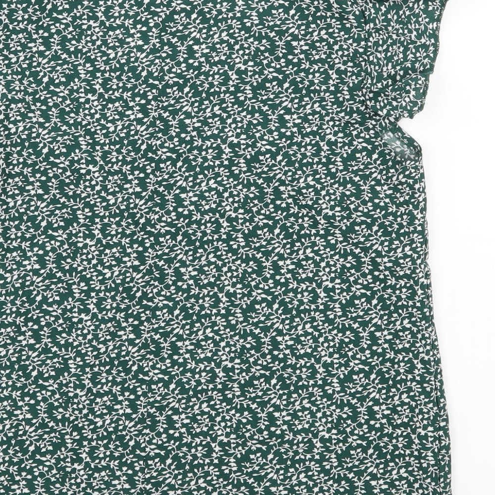 SheIn Womens Green Floral Basic Blouse Size S