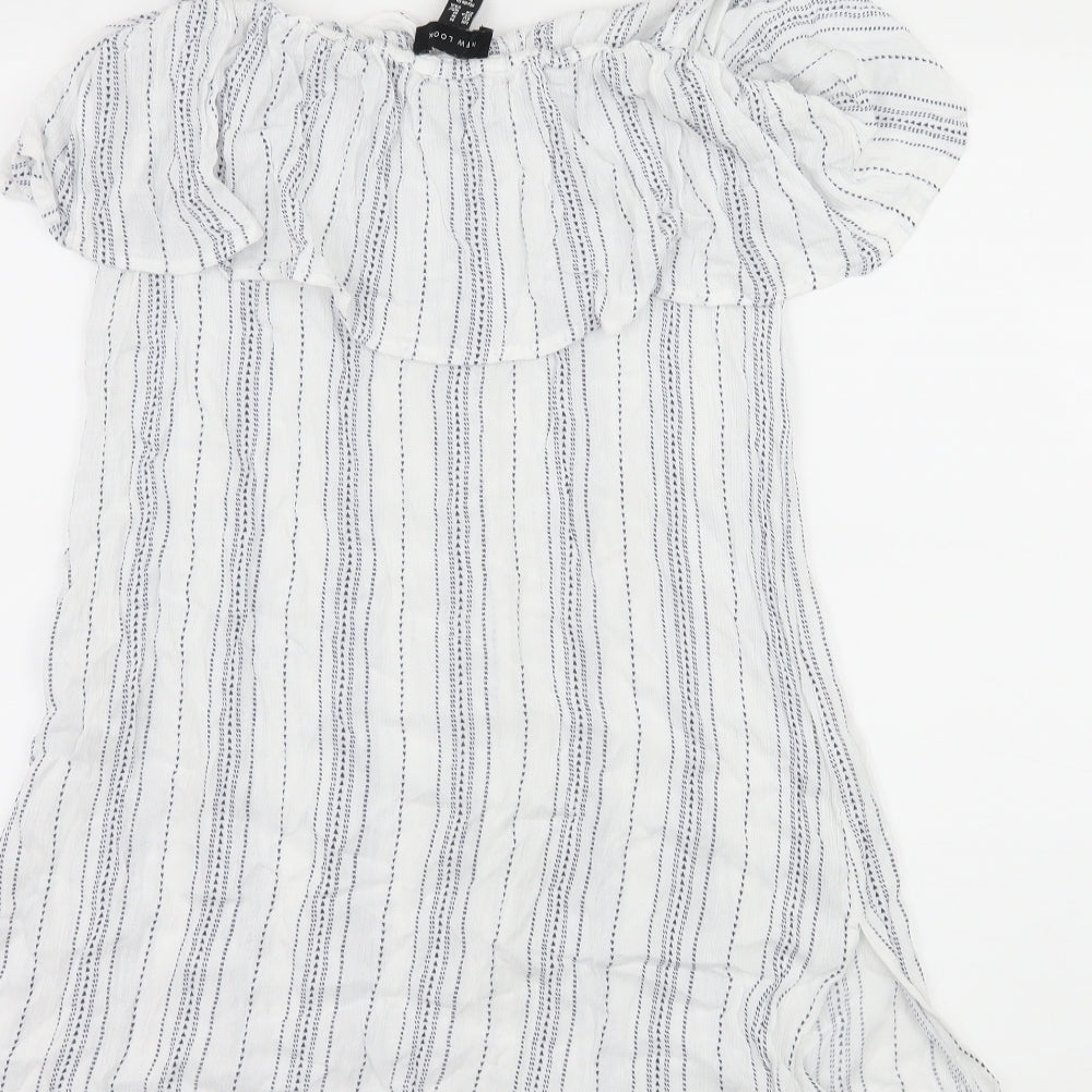 New Look Womens White Striped Basic Blouse Size M