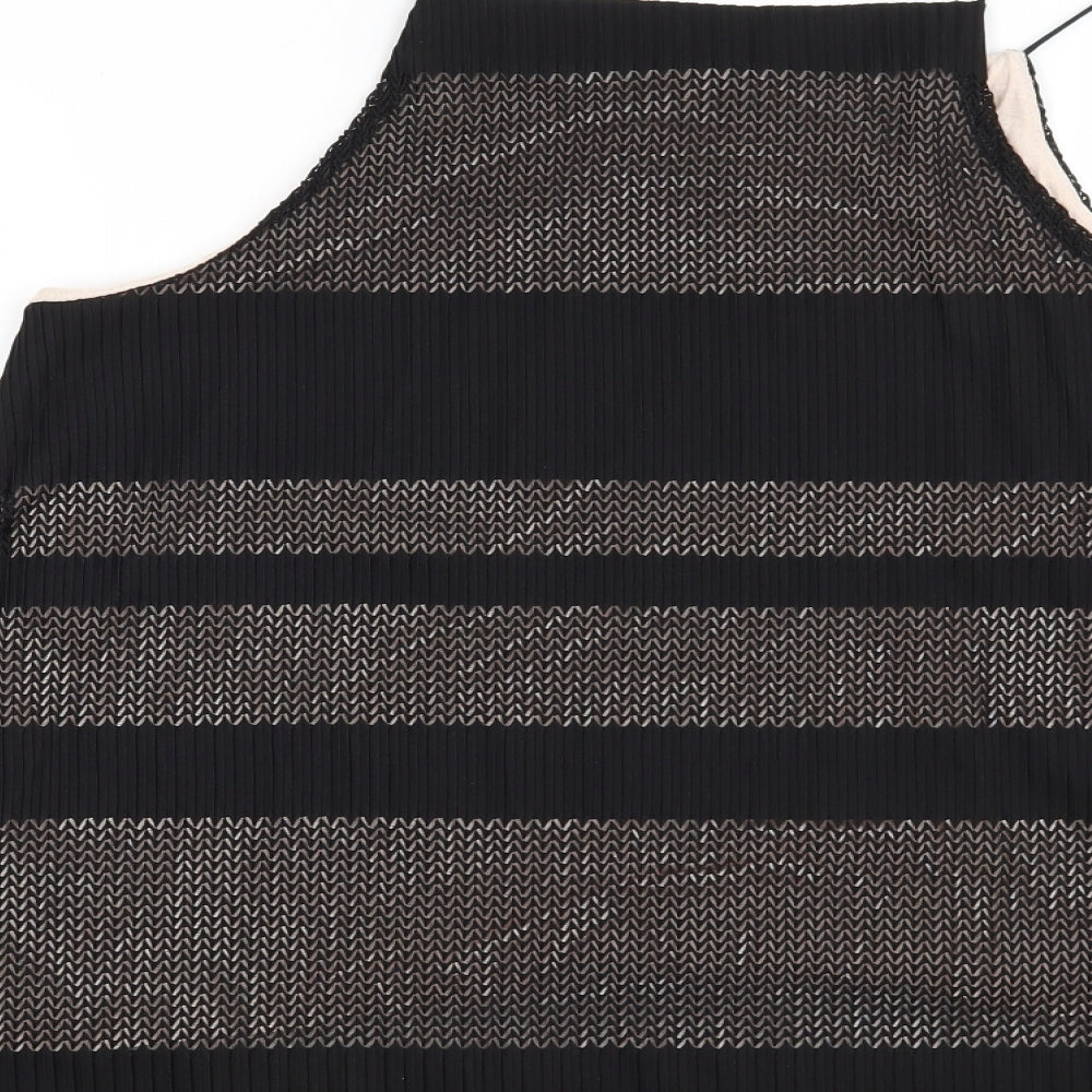 Warehouse Womens Black Striped Basic Blouse Size 12