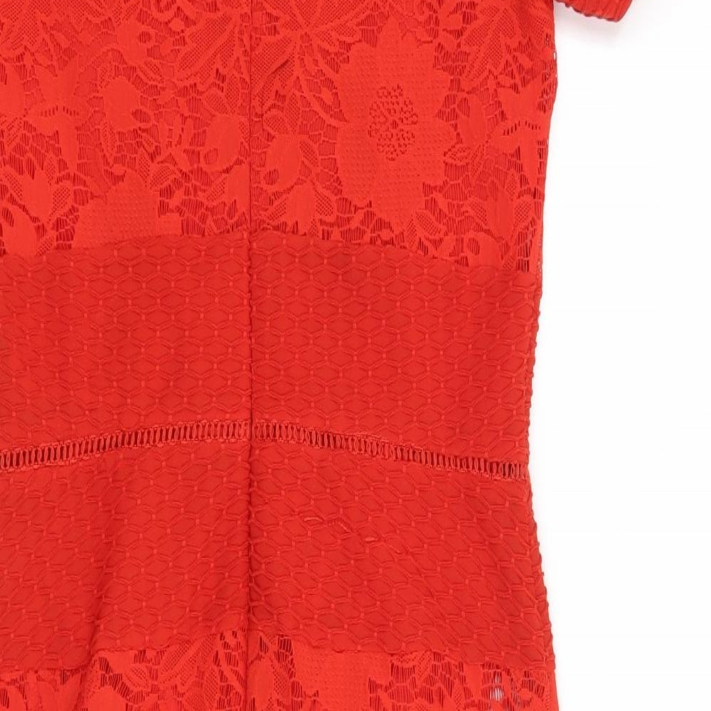 Miss Selfridge Womens Red Floral Shift Size 10