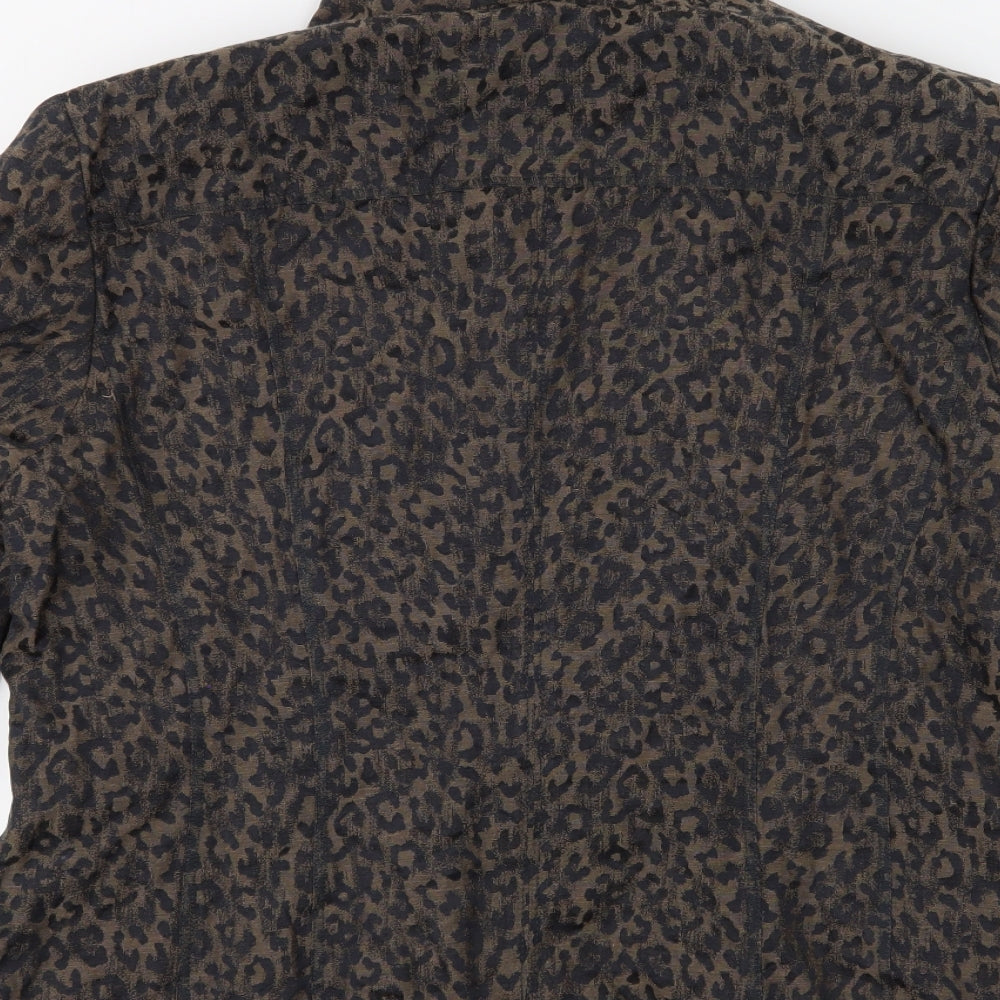Gary Weber Womens Brown Animal Print Jacket Size 18