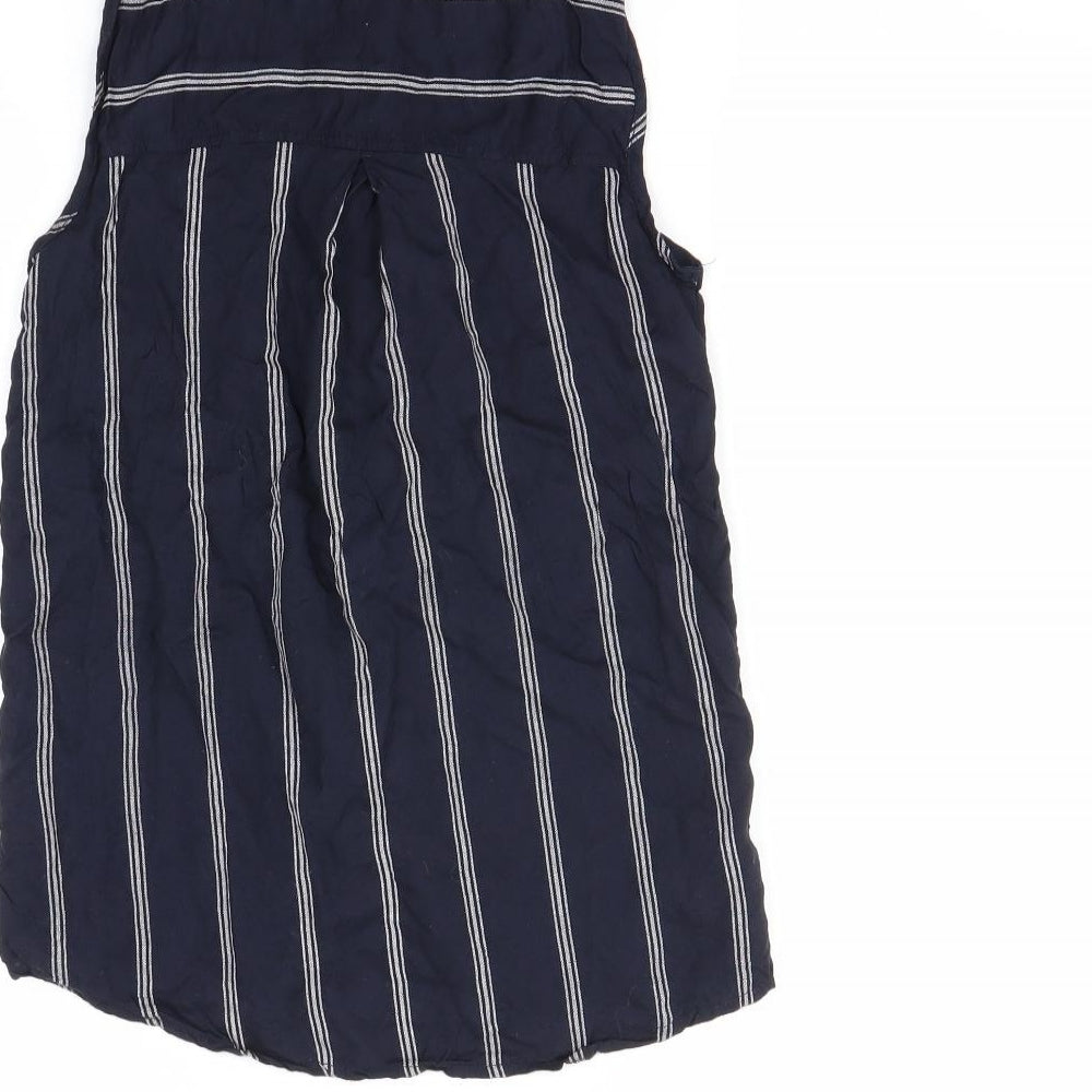 Atmosphere Womens Blue Striped Basic Button-Up Size 8