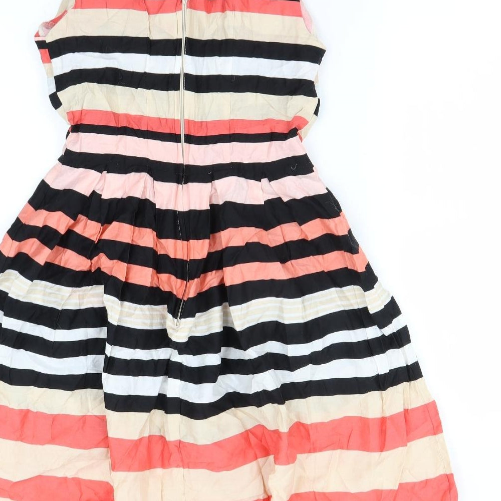 Dorothy Perkins Womens Multicoloured Striped Fit & Flare Size 10