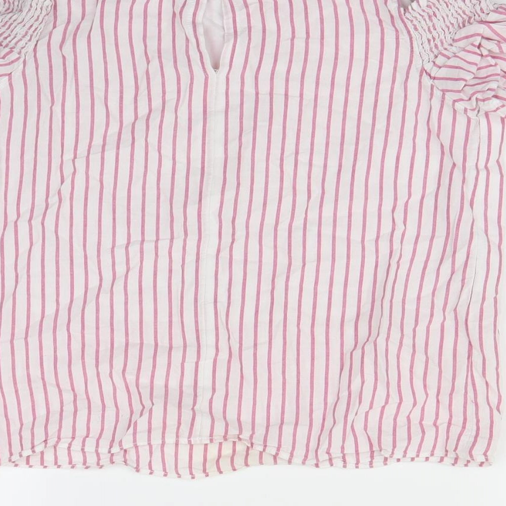 F&F Girls White Striped Basic Blouse Size 10 Years