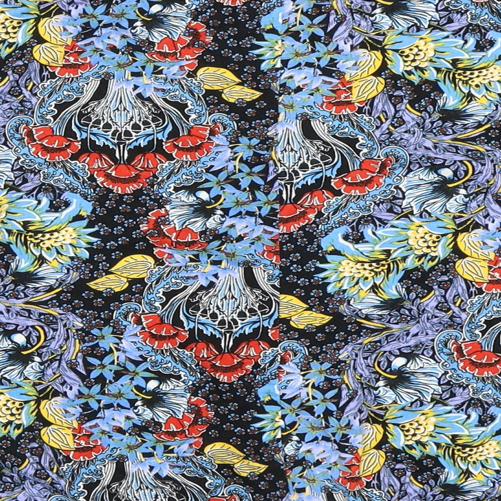 George Womens Blue Floral Basic T-Shirt Size 10