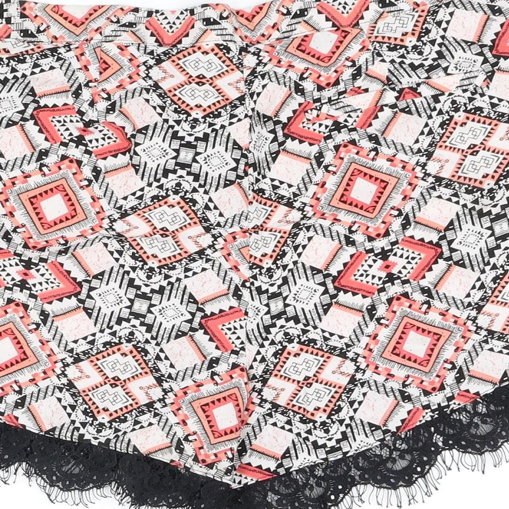 Papaya Womens Black Geometric Cut-Off Shorts Size 10