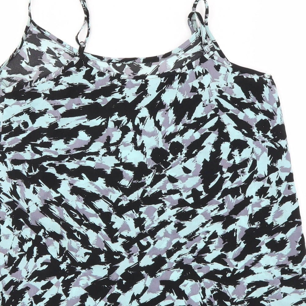 Miss Selfridge Womens Blue Camouflage Basic Blouse Size 8