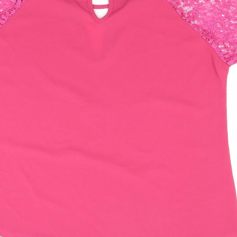 Boohoo Womens Pink Basic Blouse Size M