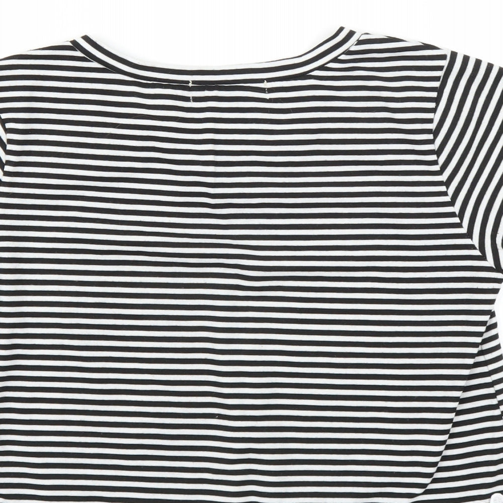 Hearts & Bows Womens Black Striped Basic T-Shirt Size 8 - CROPPED