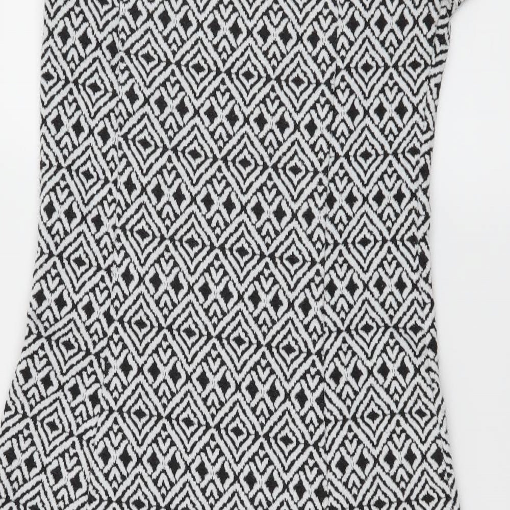 Peacocks Womens Black Geometric Jersey Skater Dress Size 10