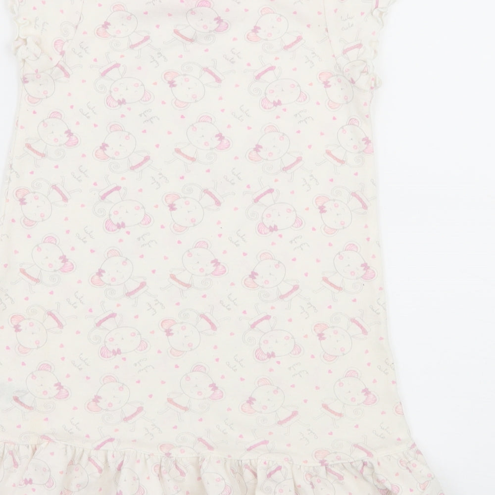 Matalan Girls White Geometric Jersey Top Dress Size 3-4 Years - Mouse Print
