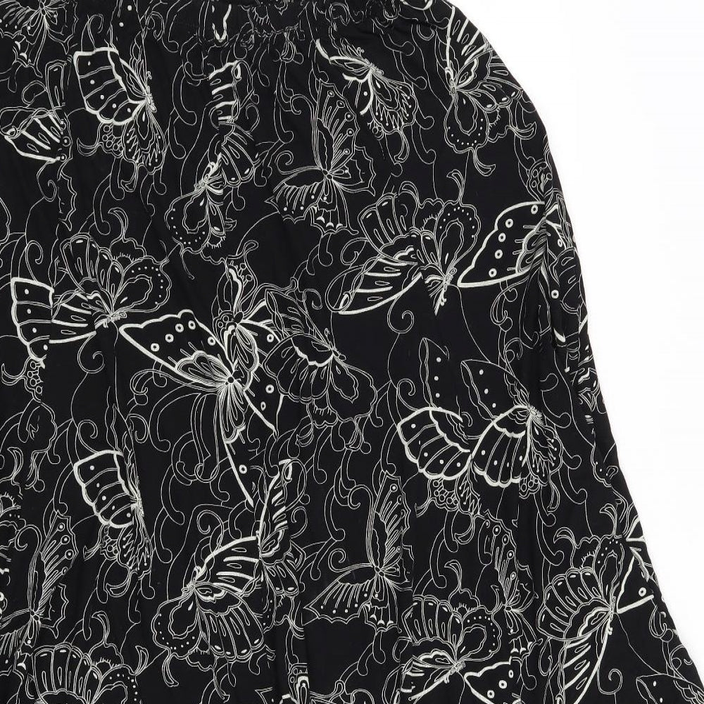 Preworn Womens Black A-Line Skirt Size 36 in - Butterflies