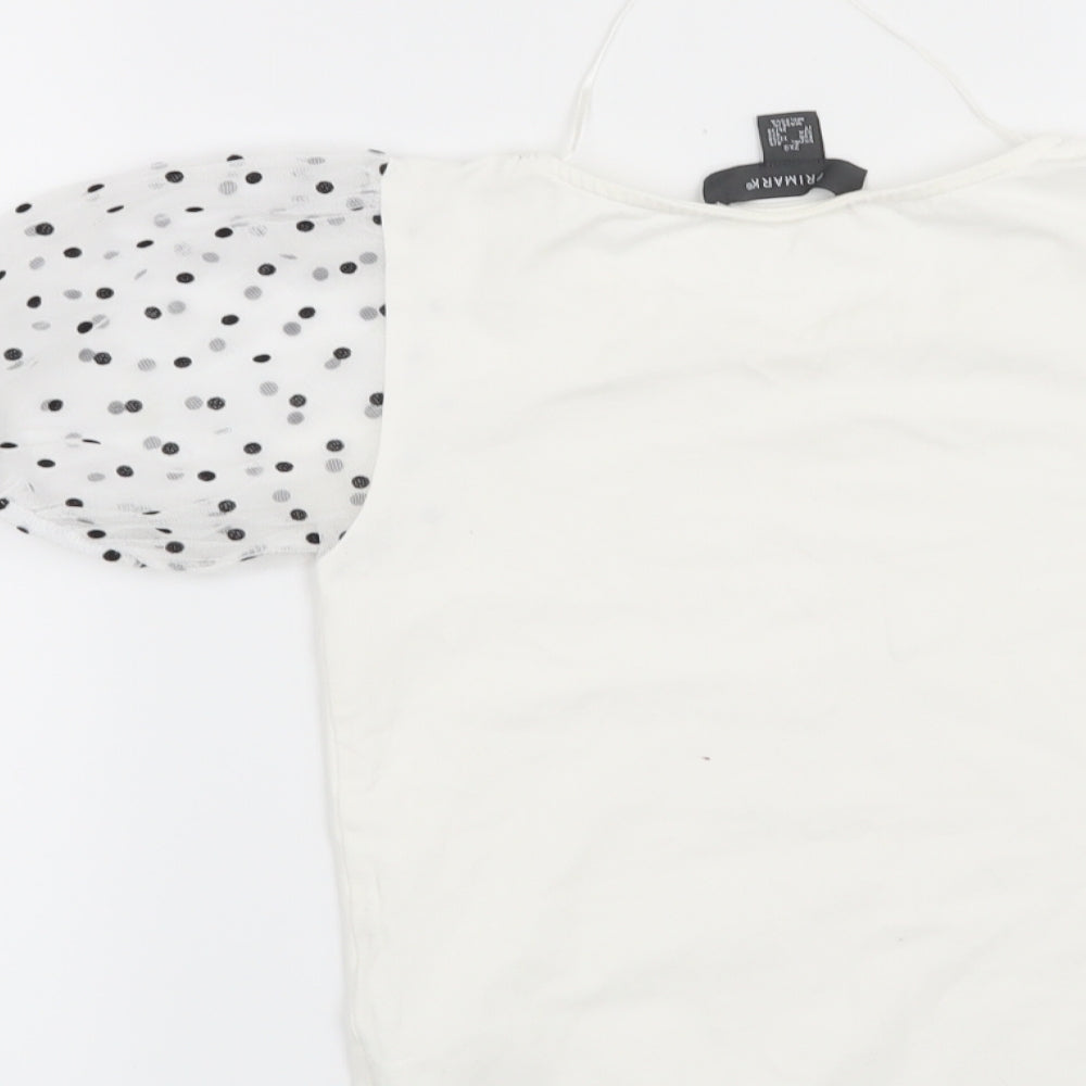 Primark Womens White Polka Dot Basic Blouse Size 4