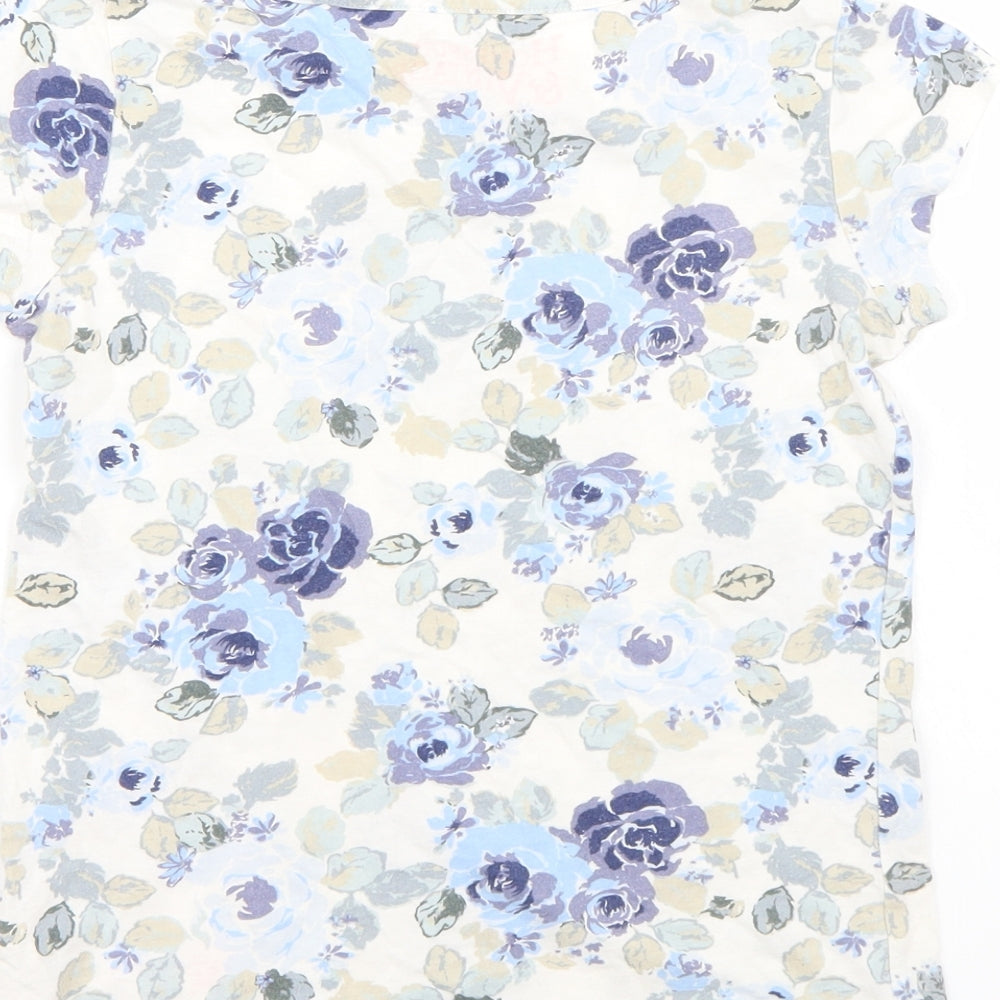 NEXT Girls White Floral Basic T-Shirt Size 7 Years