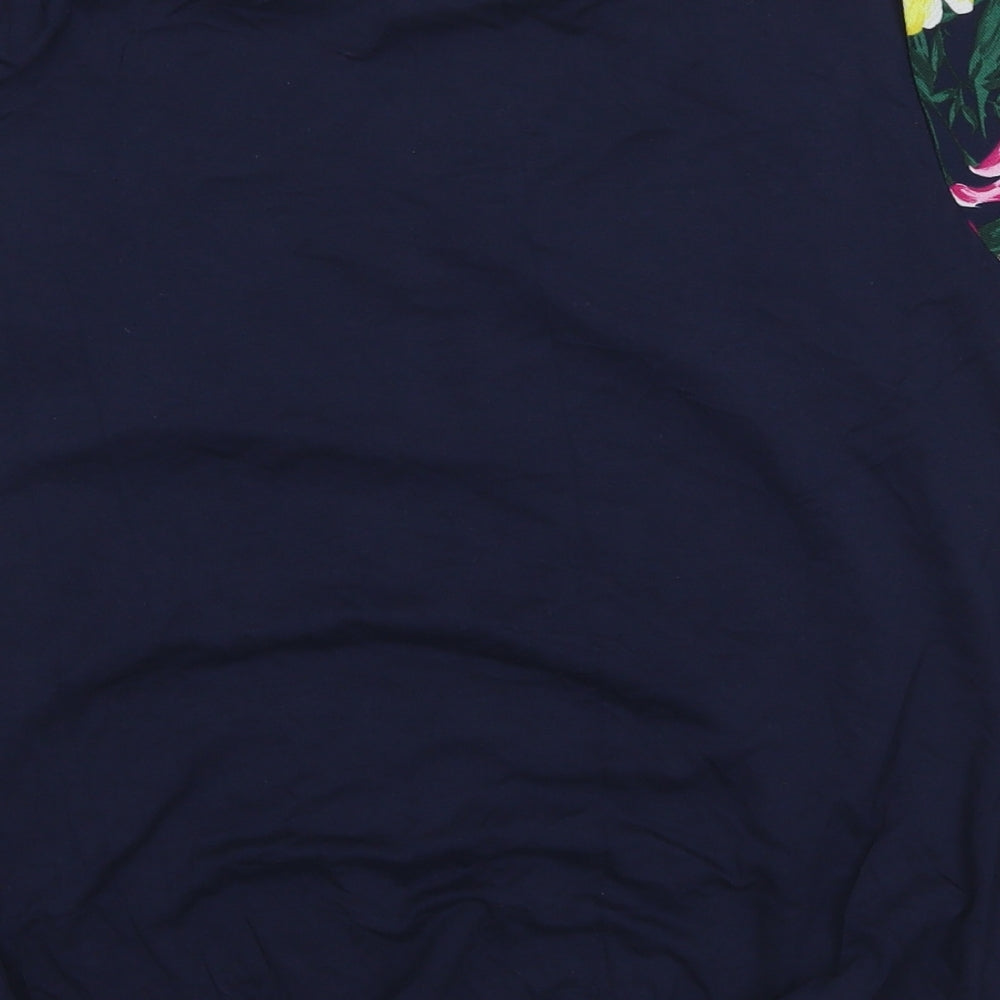 Ppaya Womens Blue Floral Basic T-Shirt Size 10