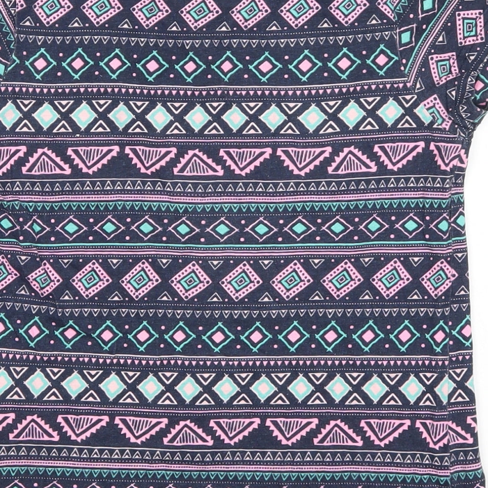 Yooung Dimension Girls Blue Geometric Basic T-Shirt Size 8-9 Years