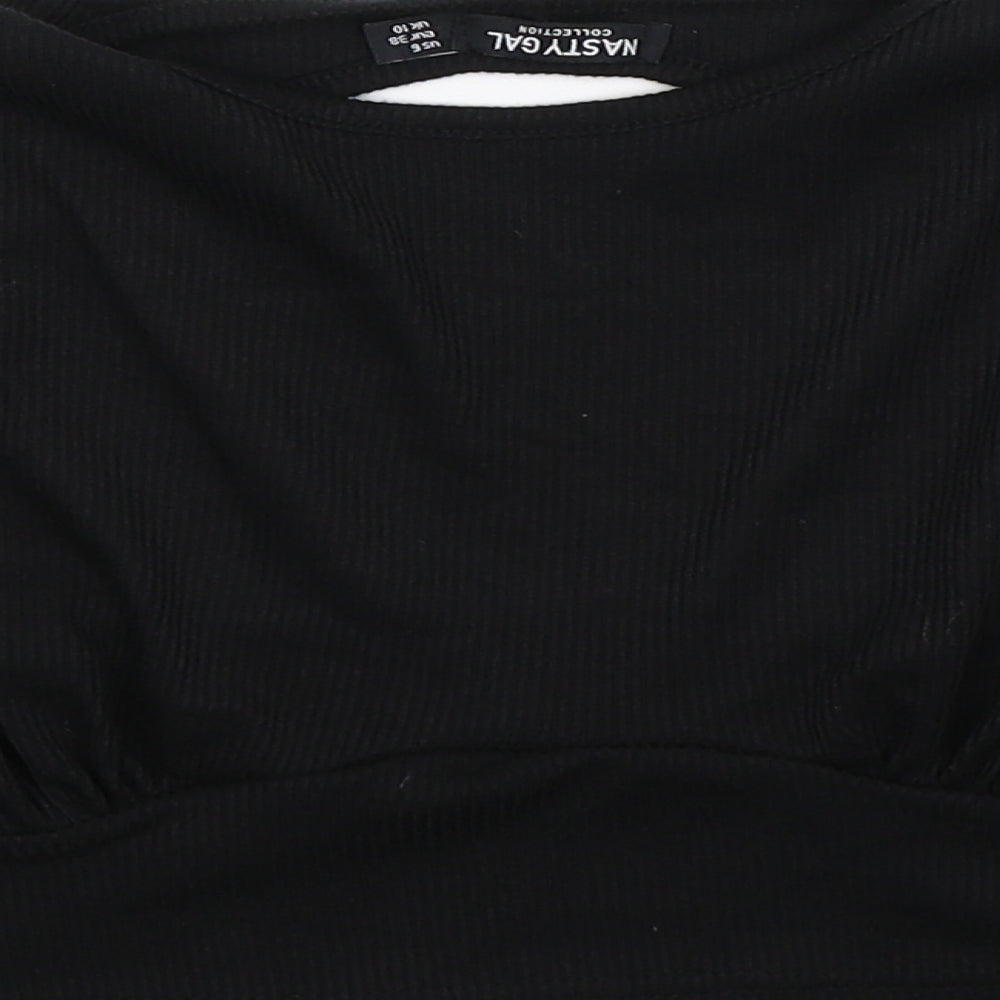 Nasty Gal Womens Black Cropped T-Shirt Size 10