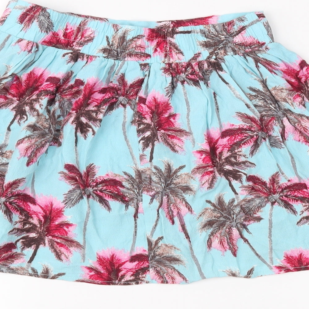 f7f Girls Blue Floral Pleated Skirt Size 8-9 Years